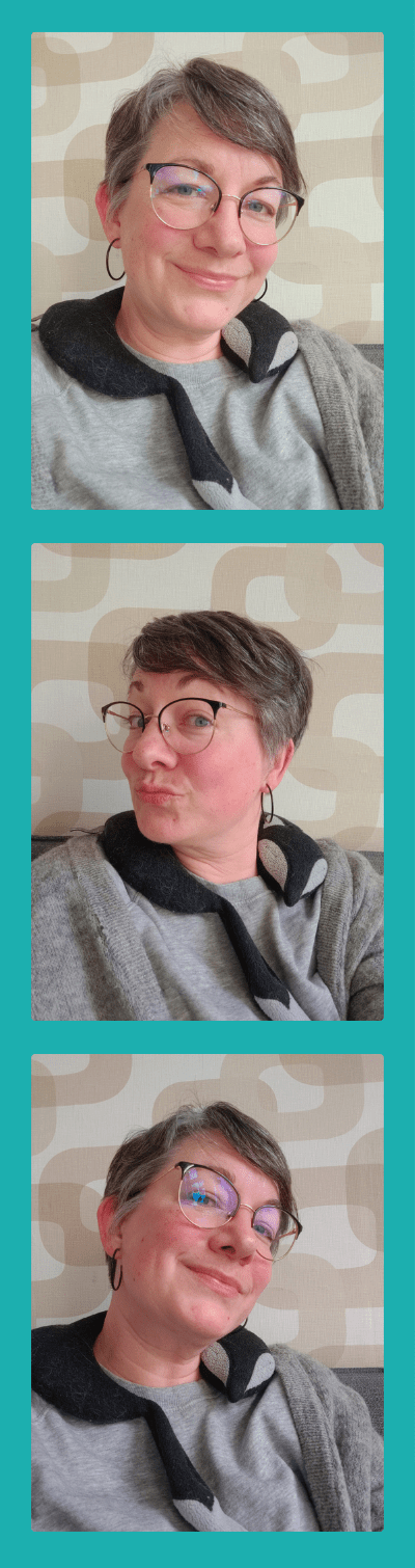 Mimi Scheibe, Self-Empowerment Coach (drei Portrait-Fotos von Mimi untereinander)